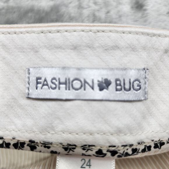 Fashion Bug Pants Womens 24 Beige Brown Striped Crop Capri Stretch Office Casual - Picture 3 of 10